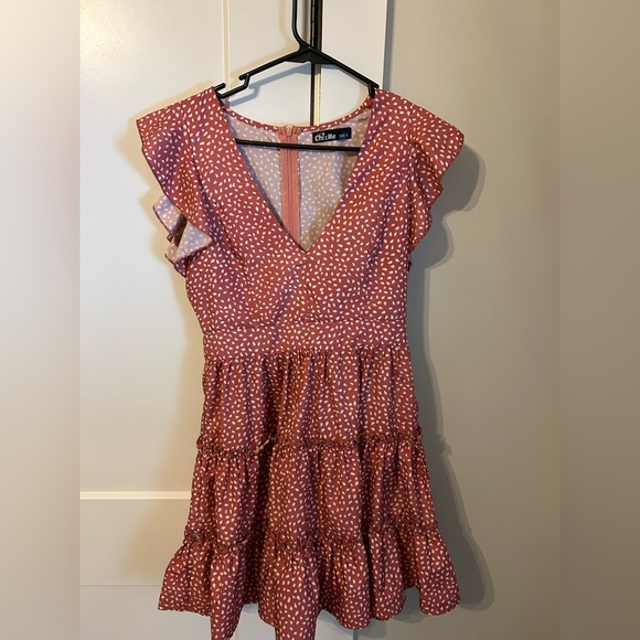 Chic Pink Ruffle Mini Dress - Picture 2 of 4